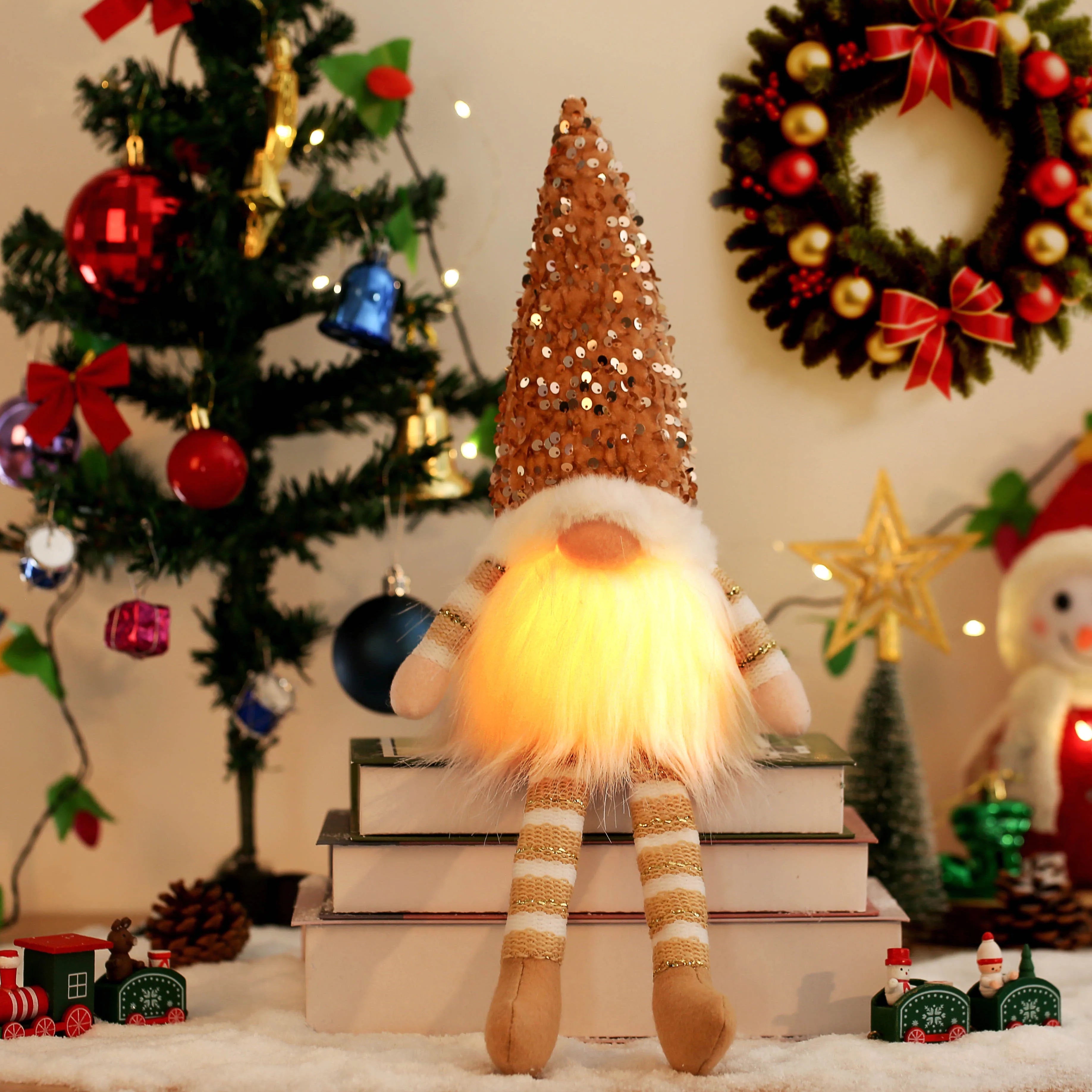 Glowing Gnome Christmas Faceless Doll - 30Cm Tree Decoration & Night Light for Festive Home Decor - Perfect Xmas Gift for 2023 & New Year!