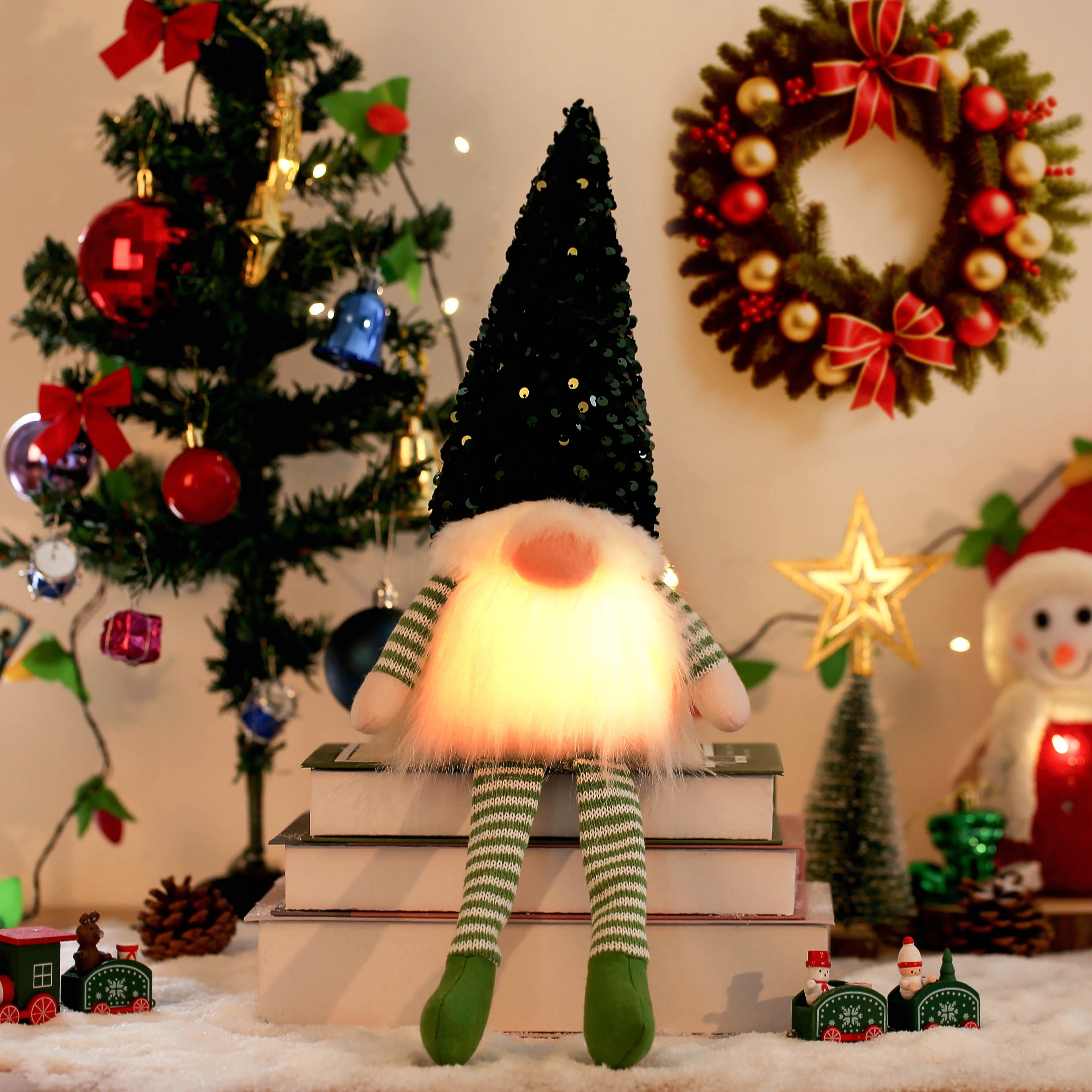 Glowing Gnome Christmas Faceless Doll - 30Cm Tree Decoration & Night Light for Festive Home Decor - Perfect Xmas Gift for 2023 & New Year!