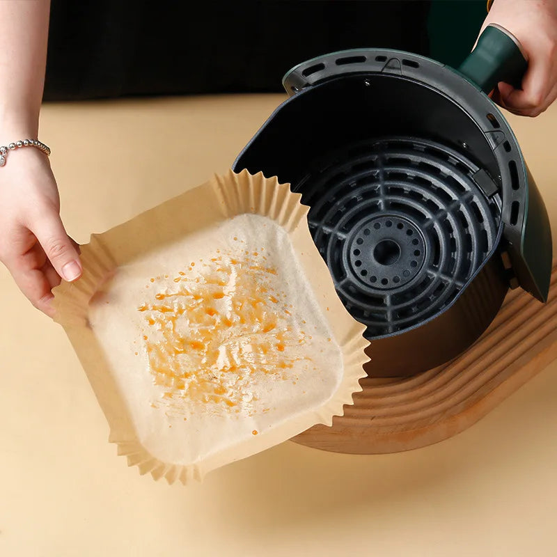 50 Eco-Friendly Air Fryer Disposable Paper Liners - Nonstick Baking Mats for Easy Cleanup and Versatile Cooking